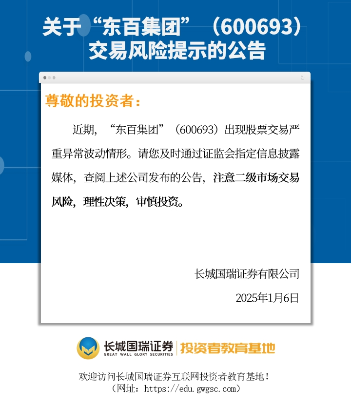关于“东百集团”(600693)交易风险提示的公告