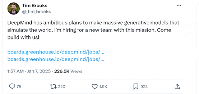 谷歌发力世界模型!从OpenAI挖来一员“猛将”组建新团队