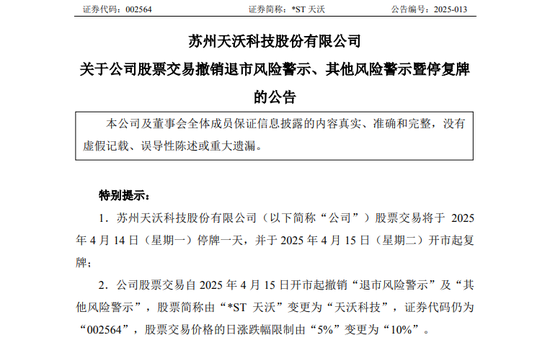 002564,摘帽!明天停牌