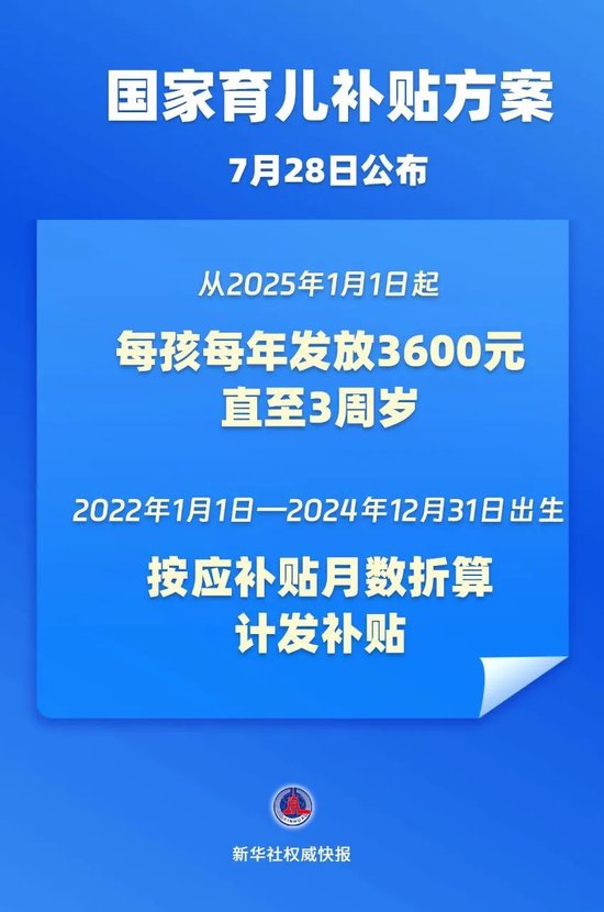 国家育儿补贴方案公布!3周岁前每娃每年3600元