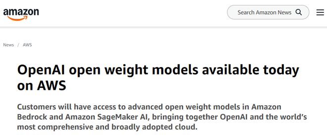 亚马逊AWS首度接入OpenAI模型,打破微软独家优势