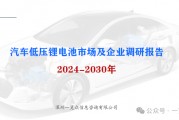 2024-2030年汽车低压锂电池市场及企业调研报告 2024-2030年汽车低压锂电池市场及企业调研报告