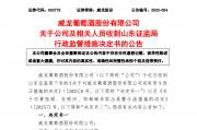 威龙股份被责令改正,时任董事长黄祖超、总经理孙砚田被出具警示函 威龙股份被责令改正,时任董事长黄祖超、总经理孙砚田被出具警示函